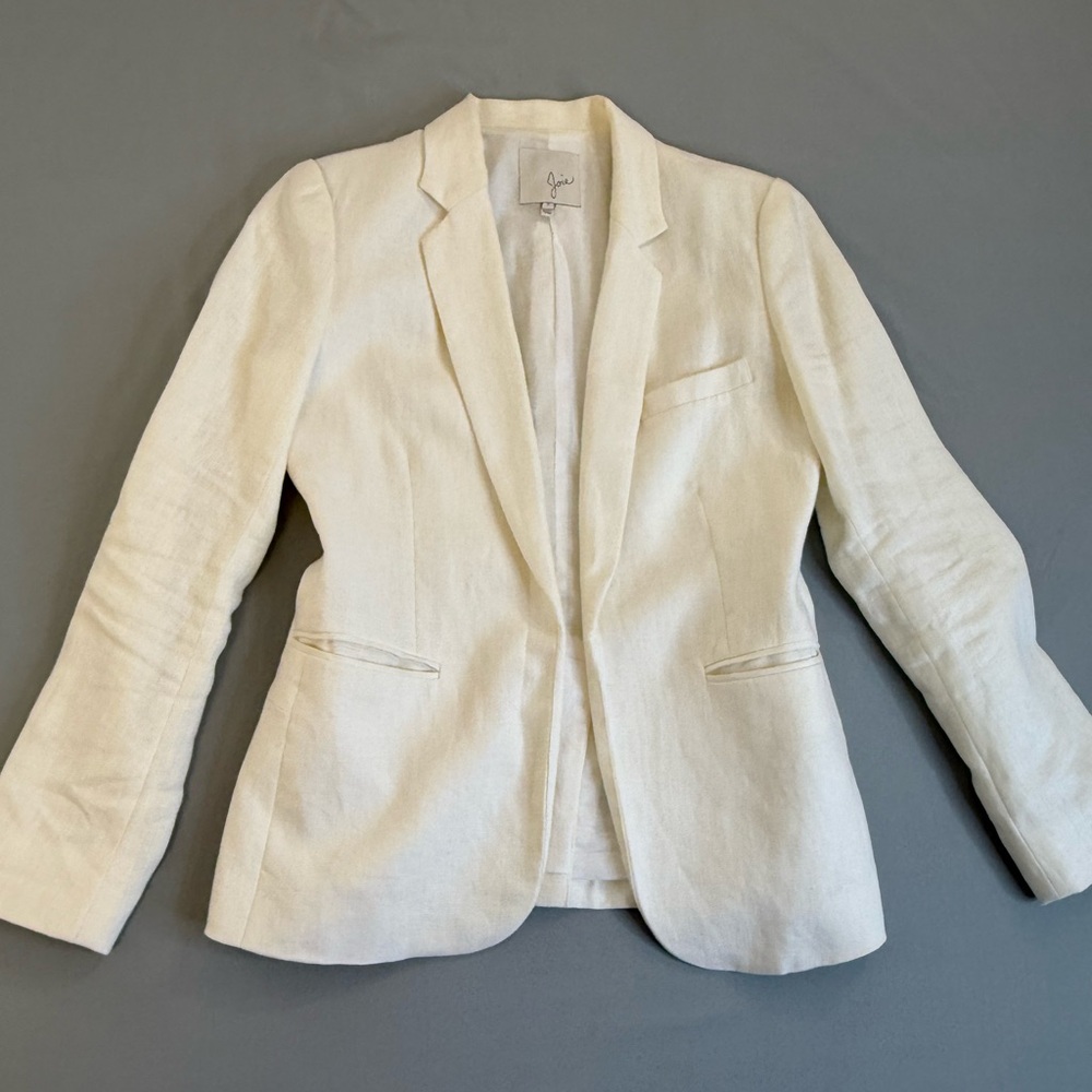 Joie Linen Blazer Size 2 Cream/Off-white Excellent Condition